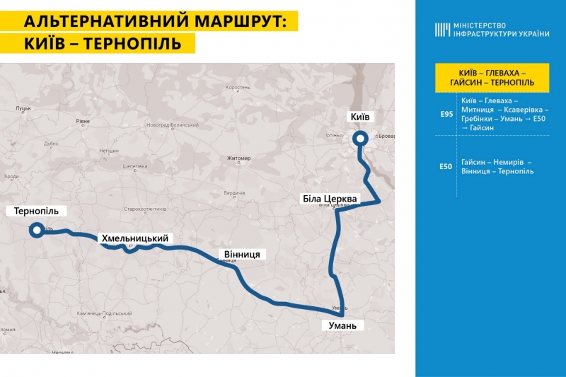 Мінінфраструктури рекомендує альтернативні маршрути на Західну Україну